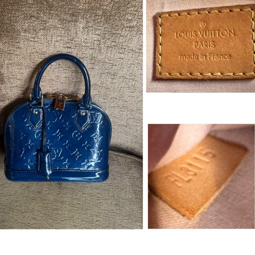 Louis Vuitton Monogram Vernis Alma BB in Bleu Nuit w/ Matching Wallet & COA - Picture 17 of 20