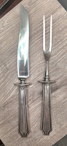 Antique 1919 Gorham Sterling Handled KING ALBERT Carving Set Knife Fork
