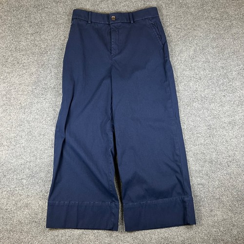 Spanx Cropped Wide Leg Pant Womens L (30x26) Blue Twill Officer - Picture 1 of 13
