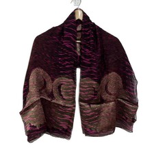 Auth GIANFRANCO FERRE - Pink Purple Black Gold Silk Scarf