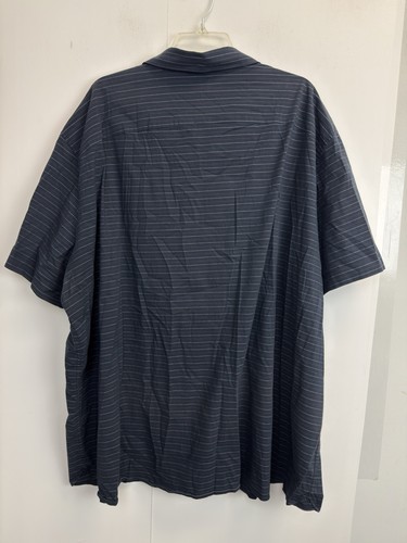 Perry Ellis Mens Big & Tall 4X Button Up Shirt Stretch Short Sleeve Navy Striped - Picture 5 of 5