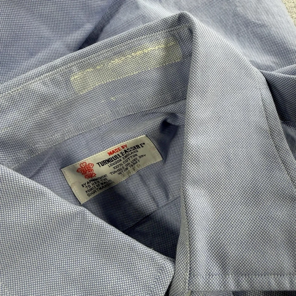 Camisa Oxford Turnbull & Asser Para Hombre 16 L Manga Larga Con Botones Puño Francés OCBD Foto 4 de 4