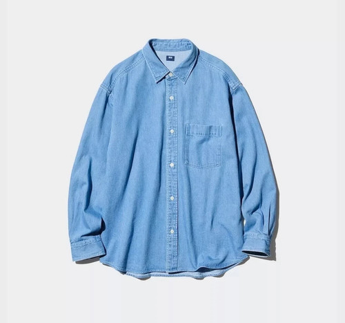Uniqlo Denim Overshirt XS - 4XL Unisex 3colors 476445 Cotton 100% from Japan New - Picture 2 of 15