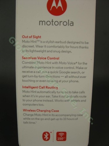 1 Auricular Inalámbrico Interactivo Motorola Moto Hint Bluetooth Para Teléfono Celular SELLADO - Imagen 4 de 4