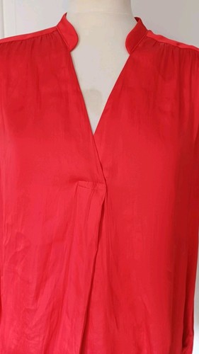 Gorgeous Ladies M&S Poppy Red Satin Long Sleeve Blouse - size 12 - Picture 3 of 6