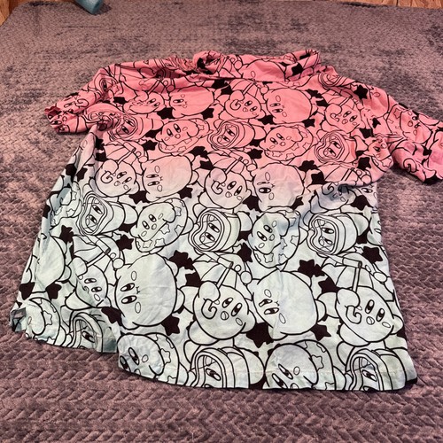 Kirby Hemd Herren XXL Rosa Blau Hawaii Button Up Nintendo AllOver Print AOP Camp - Bild 10 von 10