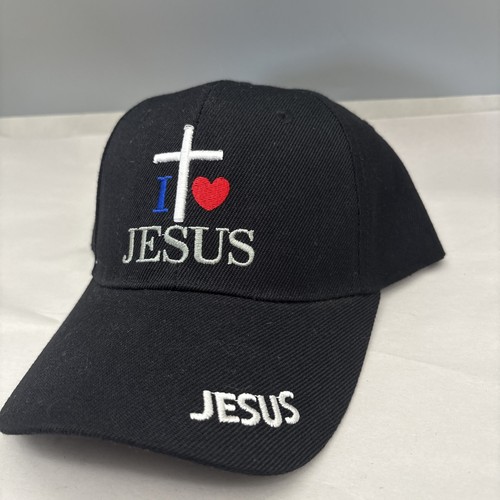 Berretto da baseball ricamato I Love Jesus regolabile nero scuro