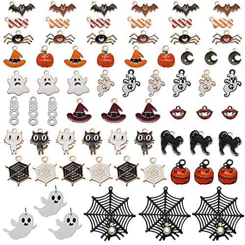 69 Stck. Halloween Zum Selbermachen Charms Sortiert Kürbis Süßigkeiten Geist Spinne Fledermaus - Bild 2 von 8