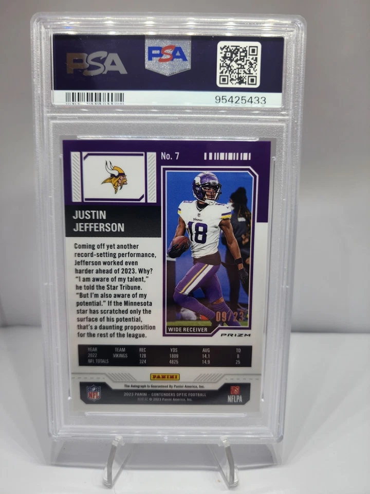 2023 Contenders Optic-Justin Jefferson Veteran Ticket Auto-Green #7 Mint 9- 9/23 - Image 2 of 2