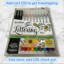 Speedball Hand-Lettering Brush Marker Set 12-Piece NEW FAST SHIPPING