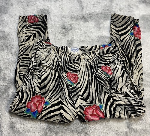 Vintage Jam’s World Pants Zebra Floral Loose Stretch Hawaiian Womens XL