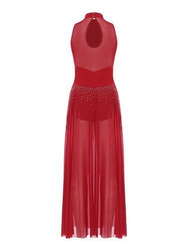 Womens Dancewear Dance Dress Classic Dresses Costume Rhinestone Training Ballet - Picture 13 of 95