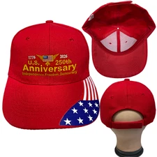 US 250th Anniversary 1776-2026 USA FLAG FREEDOM Adjustable Cap Baseball Hats LOT