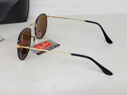 Ray Ban RB3475 Sunglasses Unisex Round Rare Blue/Gold Frame - Picture 6 of 12