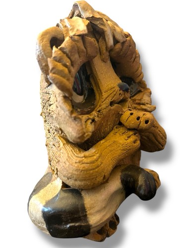 MAX HINDT Waschbär Tonfigur geformt teilweise Emaille Glasur Figur bezaubernd - Bild 3 von 10