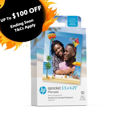 50x Genuine HP Sprocket 3x4" Printer Zink Sticky-Backed Photo Paper PN:HPIZ3X450 - Picture 1 of 7