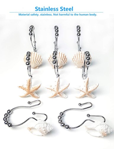 Ocean Decorative Shower Curtain Hooks Rust Proof,Stainless Steel Shower Curta... - Picture 4 of 7