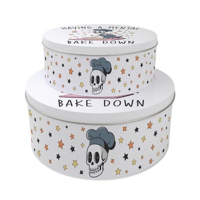 Mental Bake Down Kuchenform Set - Rund Metall Aufbewahrung Geschenke zum Backen - 2er Set