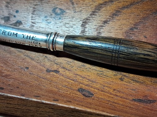 Superb Antique Silver Hallmarked And Oak From The Auld Brig O'ayr  1252 Dip Pen - Picture 5 of 14