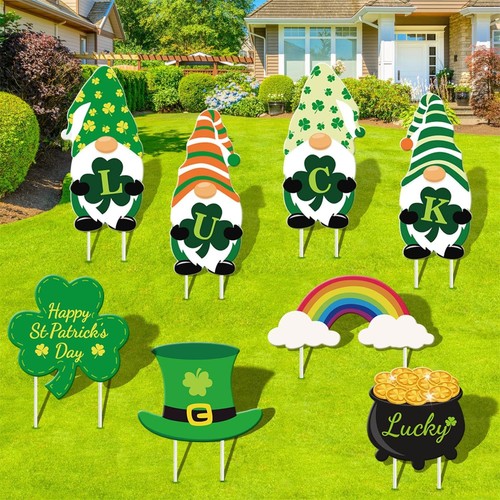 8-Pack St. Patrick's Day Decorations Outdoor Yard Signs with Stakes-Weatherpr...