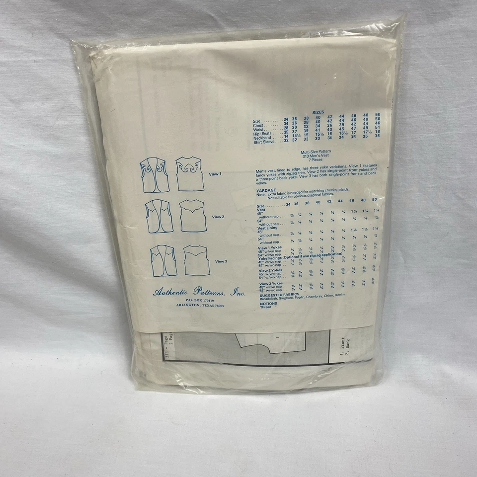 Chaleco Western Authentic Patterns Inc 313 para hombre tallas 34-50 Foto 3 de 4