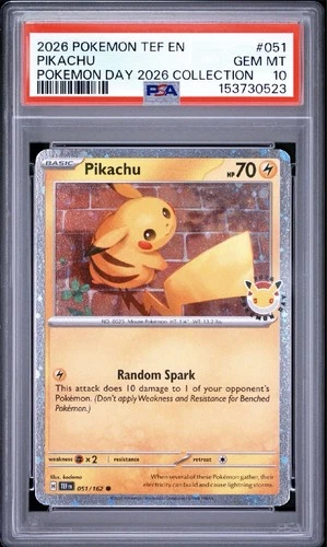 PSA 10 - Pikachu Pokemon Day 2026 051/162 Temporal Forces Cosmos Promo Swirl! 🌀