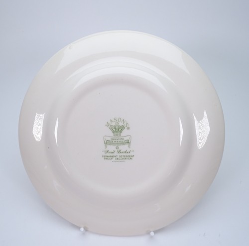 Set Of 6 Vintage Masons Ironstone 17cm Side Plates Green Fruit Basket Pattern - Picture 13 of 15