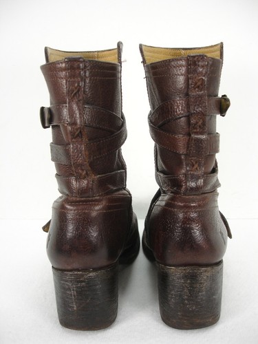 FRYE 76520 VERA STRAPPY MOTO BROWN LEATHER ANKLE BOOTS WOMEN'S 8.5 B - Picture 5 of 12