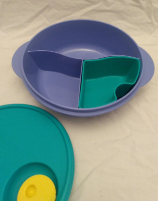 Tupperware Crystalwave Divided Dish & Cold Cup Fruit Salad Turquoise & Blue New