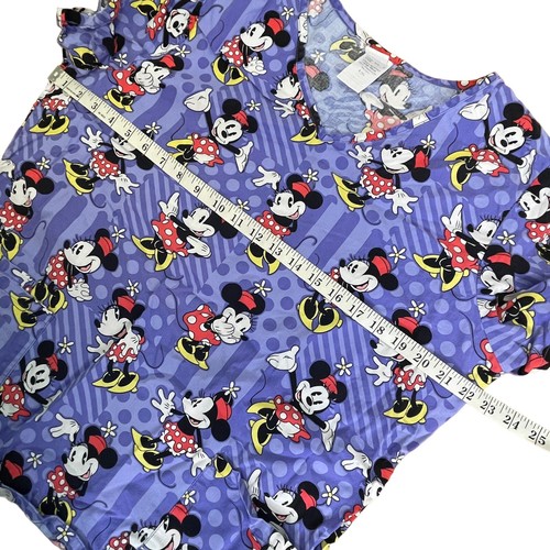 Disney Womens Large Scrub Top Mickey Minnie Halloween Purple V Neck - Picture 4 of 10