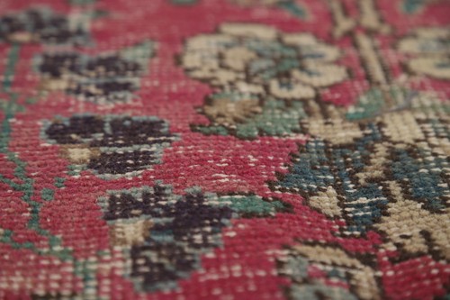 Floral Pink Distressed Traditional Vintage Area Rug Wool Handmade Rug 8x11 ft - Picture 12 of 21