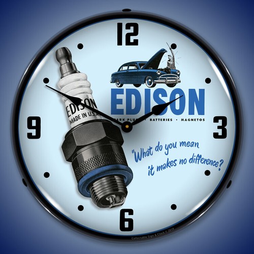 Edison Spark Plugs, Lighted Backlit LED Clock Free Shipping - Picture 2 of 5