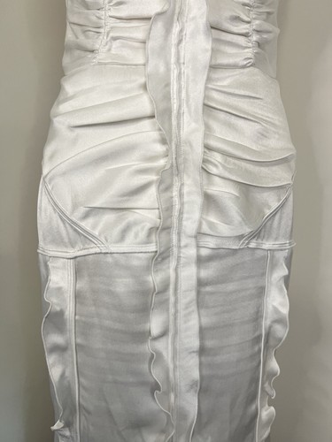 Camilla & Marc Sentry Dress White Size 8 US 4 Ruched Midi Bridal Hens - Picture 5 of 11