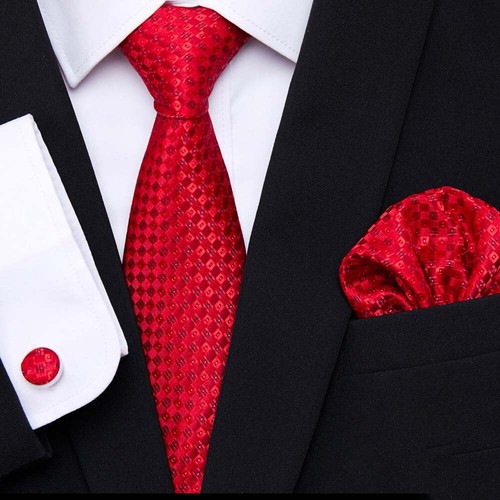 Mens Unique Quality Fashion Pattern Stripe Ties Handkerchief Cufflinks Gift Box - Picture 77 of 115