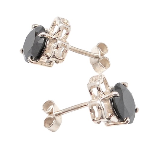7.05Ct Round Cut 100% Natural Black Diamond Women's Studs In 925 Sterling Silver - Picture 8 of 8