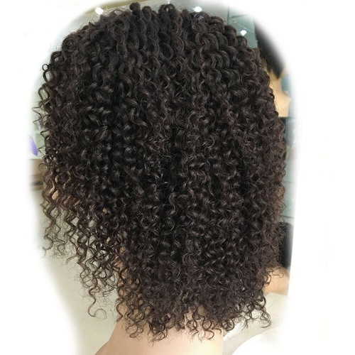 Machine Made Kinky Curly Wigs with Bangs Brazilian Human Hair Wig Afro Curly wig - Picture 7 of 15