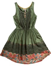 Matilda Jane 435 Dress Girls 10 Peaceful Plains Green Floral w/ Lace
