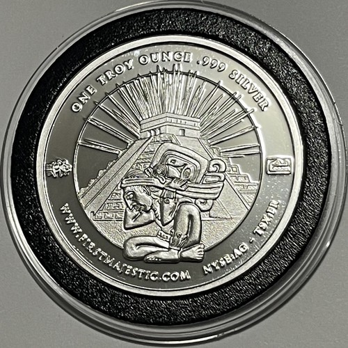 Mayan Aztec Pyramid First Majestic Rare Coin 1 Troy Oz .999 Fine Silver Round - Picture 7 of 12