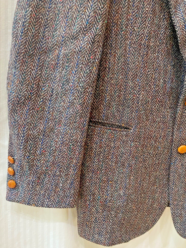 Harris Tweed Sport Coat Mens 46R Brown Scottish Wool Jacket Blazer USA Vintage - Picture 3 of 8