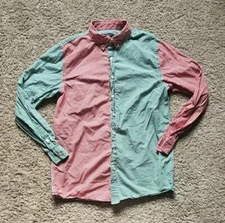 Vineyard Vines Red, Green & Blue Color Block Plaid Button-Down Shirt Boys XL