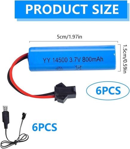 6x Batería LiPo 3.7V 800mAh SM-2P + USB Cargador para C2 D828 Azul - Imagen 2 de 7