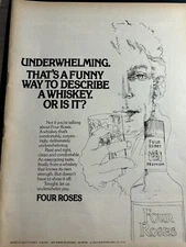 1973 Vintage Black And White Print Ad For Four Roses Whiskey