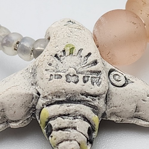 Vtg Peruvian Ceramic Beads 3D Rabbits Bees Sheep Sterling 925 Layered Necklace - Picture 7 of 18