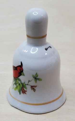 Hand Ringing Bell Red Cardinal Bird Print Porcelain Collectible 3.62” Tall - Picture 4 of 11