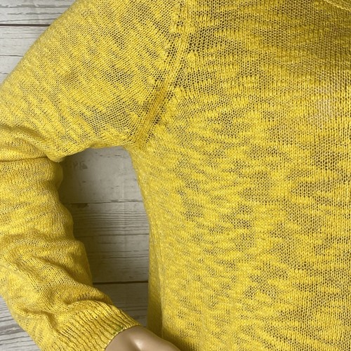 Mossimo Sweater Large Yellow White Lace Ruffle Hem Open Knit Casual Lightweight - Picture 5 of 12