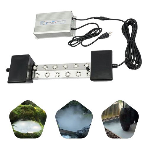 Waterproof 12 Head Ultrasonic Mist Maker Pond Fogger Mister Machine 2 Buoys - Picture 10 of 12