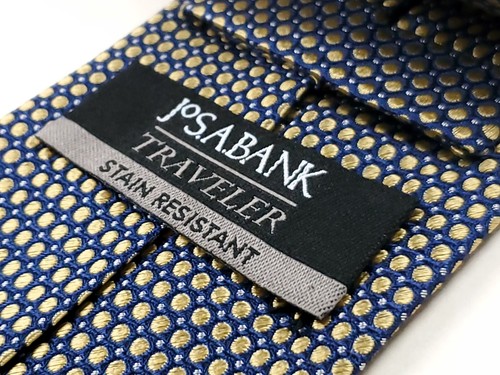 Cravatta uomo JOS A BANK 64" seta extra lunga antimacchia blu oro a pois NUOVA - Foto 4 di 5