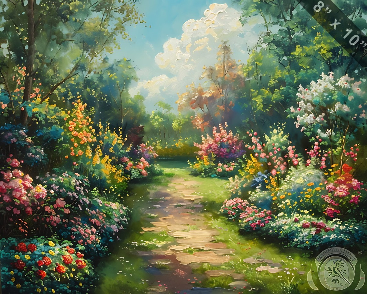 A Victorian Garden with Flower Borders oil painting --ar