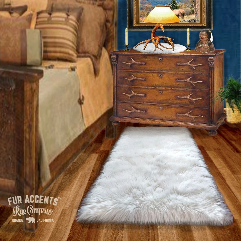 Alfombra de piel sintética blanca, oso polar, alfombra de acento, tiro, alfombra peluda, piel de oveja, nueva Foto 2 de 4