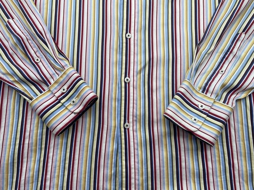 Daniel Hechter Luxury Cotton Shirt Stripes Long Sleeve Men’s Size 17 Collar - Picture 5 of 11